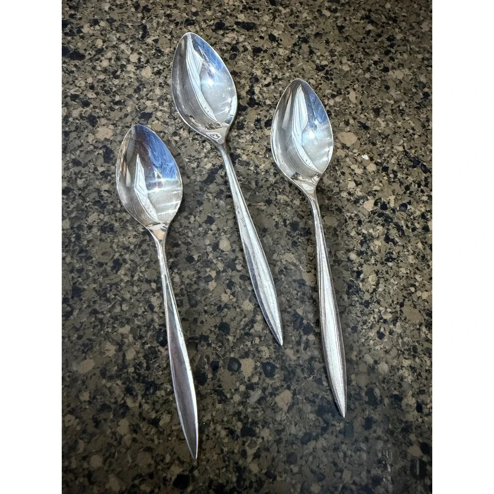 Nobility Plate Lady Empire Silver Plate Teaspoons Set of 3 Vintage‎ Mid Century